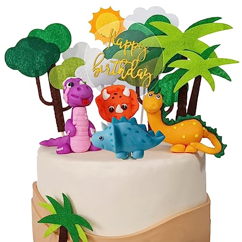 Syijupo Dinosaurier Tortendeko 14 Stück Dino Geburtstag Kuchen Deko Tortendeko Geburtstag Junge Cupcake Deko 3D Dinosaurier Kuchendekoration Cake Toppers für Kinder von Syijupo