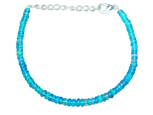 AAA Qualität 3mm bis 6mm natürlicher äthiopischer Blau Opal Glatt Rondelle Perlen Edelstein Armband | Welo Feuer Blau Opal Armband | 925 Sterlingsilber Opal perlen Armband 8 Zoll AAA Qualität 3mm bis 6mm natürlicher äthiopischer Blau Opal Glatt Rondelle Perlen Edelstein Armband | Welo Feuer Blau Opal Armband | 925 Sterlingsilber Opal perlen Armband 8 Zoll von Sylph Gems