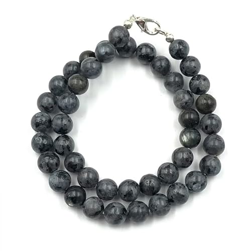 AAA Qualität Natürliche Larvikit 8mm runde Perlen Edelstein Halskette für Frauen | Chakra Heilungskette | Handgefertigte Halskette für Männer | Larvikit Halskette | 18 Zoll Halskette von Sylph Gems