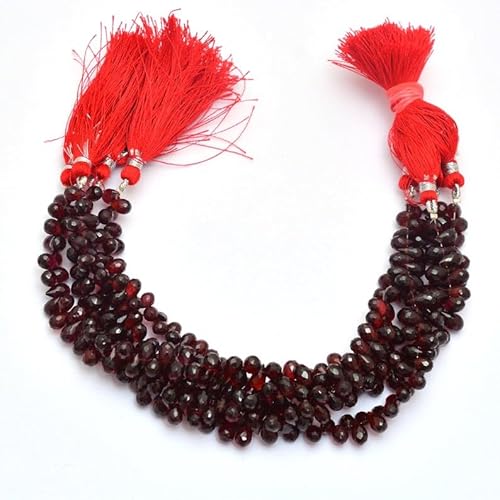 AAA-Qualität natürliche Granat Tropfen facettiert geschliffene lose Edelstein perlen zur Schmuckherstellung | Amethyst Tropfen Briolettes Perlen | 7x5mm Tropfenperlen 8 Zoll 1 Strang von Sylph Gems