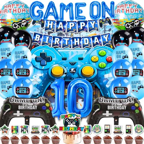 Kühle Geburtstagsdeko Junge 10 Jahre Videospiel Folienballon, Blau Luftballon Gaming Geburtstag 10, Gaming Deko Geburtstag Kinder 10 Jahre, Gaming Deko 10. Geburtstag (Gamer Geburtstag Deko 10) von Sylphlikeoniric