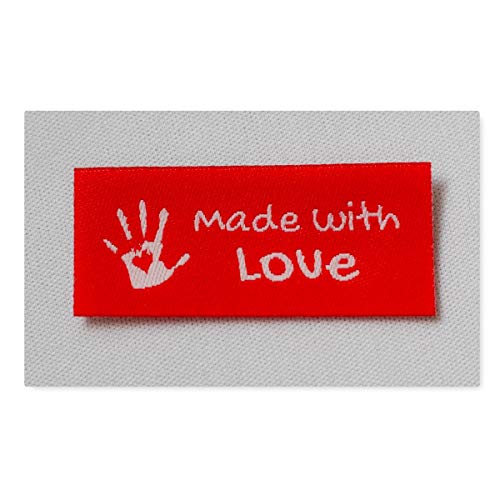 Sylter Nähkultur 10 Made with Love Labels rot Weiss Webband Aufnähetiketten Einnähetiketten Kleideretiketten Sylter Nähkultur 10 Made with Love Labels rot Weiss Webband Aufnähetiketten Einnähetiketten Kleideretiketten von Sylter Nähkultur