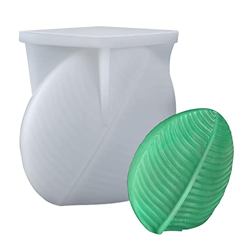 Symbiamo Kerzenform Silikonform mit handgemachten Blättern DIY handgemachte Seifenform mit Kerze ein grünes Blatt Blatt von Symbiamo