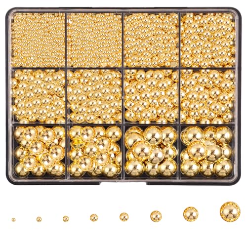 16 Tabletts Halbperlen Nagelperlen, luxuriöse 3D Gold Nagelperlen für Nagelkunst, ABS-Perlen in Gemischten Größen Edelsteine ​​für Nägel, Verzierungen, Make-up, Kleidung (Gold) von Symphonyw