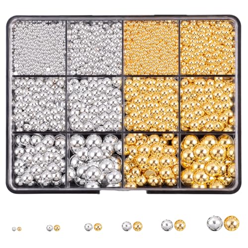 16 Tabletts Halbperlen Nagelperlen, luxuriöse 3D Gold und Silber Nagelperlen für Nagelkunst, ABS-Perlen in Gemischten Größen Edelsteine ​​für Nägel, Verzierungen, Make-up, Kleidung (Gold+Silber) von Symphonyw