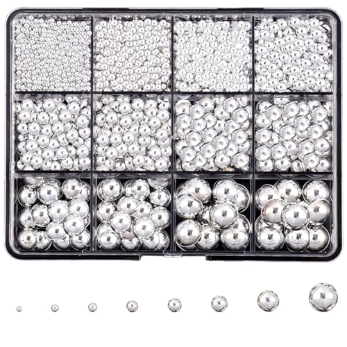 16 Tabletts Halbperlen Nagelperlen, luxuriöse 3D Silber Nagelperlen für Nagelkunst, ABS-Perlen in Gemischten Größen Edelsteine ​​für Nägel, Verzierungen, Make-up, Kleidung (Silber) von Symphonyw