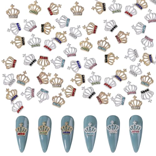 32 Stück Krone Nagel Schmuck, 3D Silber Gold Nagel Charms Strasssteine, Matell Nagel Dekoration für Frauen Mädchen Nageldesign DIY 32 Stück Krone Nagel Schmuck, 3D Silber Gold Nagel Charms Strasssteine, Matell Nagel Dekoration für Frauen Mädchen Nageldesign DIY von Symphonyw