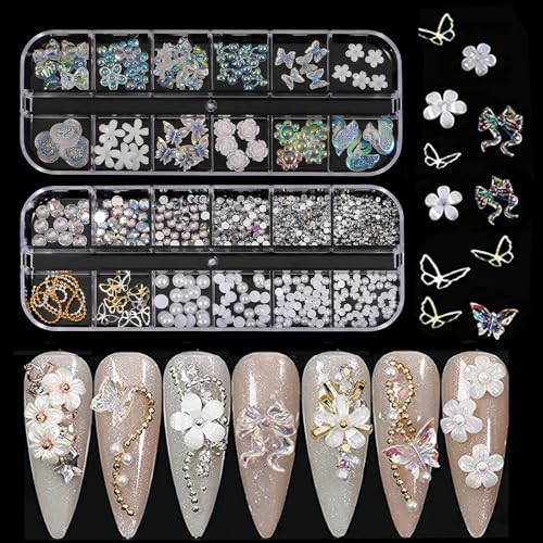 3D-Nagelanhänger, 2 Boxen in verschiedenen Formen Aurora-Schleife Schmetterling Bär Blume Nagelkunst-Anhänger, Nagelperlen Strasssteine Edelsteine Nagelkunst-Ketten für Nagelkunst Dekoration 3D-Nagelanhänger, 2 Boxen in verschiedenen Formen Aurora-Schleife Schmetterling Bär Blume Nagelkunst-Anhänger, Nagelperlen Strasssteine Edelsteine Nagelkunst-Ketten für Nagelkunst Dekoration von Symphonyw