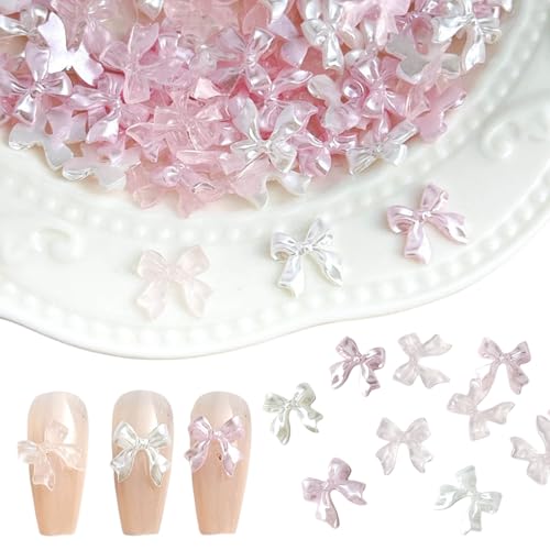 3D Schleifen Nagel Dekorations, 120 Stück Bow Nail Charms, Nagel Strasssteine Nageldekorationen für Nail Art Design DIY Schmuckherstellung (Mehrfarbig 120 Stück) von Symphonyw