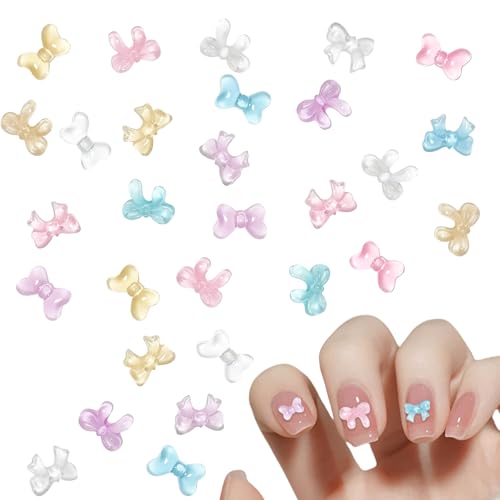 3D Schleifen Nagel Dekorations, 200 Stück Bow Nail art Charms, Nagelkunst Strasssteine Edelstein Nagelschmuck für Nail Art Design DIY Schmuckherstellung (5 Farbe) von Symphonyw