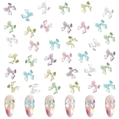 3D Schleifen Nagel Dekorations, 200 Stück Bow Nail art Charms, Nagelkunst Strasssteine Edelstein Nagelschmuck für Nail Art Design DIY Schmuckherstellung (6 Farbe A) von Symphonyw