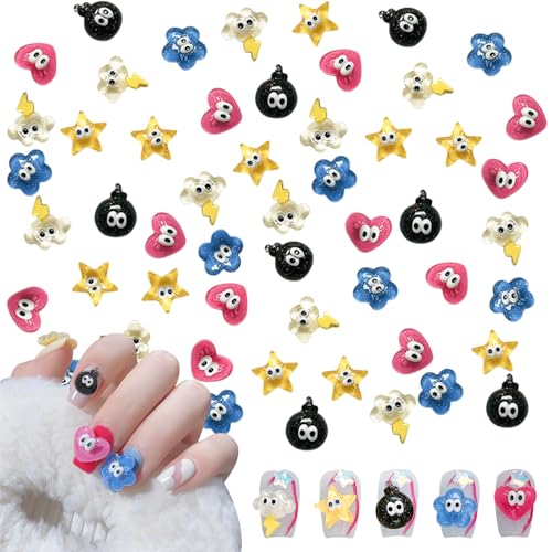 50 Stück Nagelkunst Dekorationen, Herz Stern Blume Harz Nagel Edelsteine, 3D Multi-Form Nägel Charms für Nagel Kunst Designs DIY Zubehör Handwerk 50 Stück Nagelkunst Dekorationen, Herz Stern Blume Harz Nagel Edelsteine, 3D Multi-Form Nägel Charms für Nagel Kunst Designs DIY Zubehör Handwerk von Symphonyw