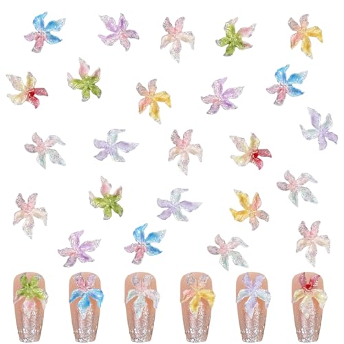 Blume Nagel Charms, 100 Stück 3D Hibiscus Nägel Zubehör Flower Nageldesign Glitzersteine Luminous Nagelkunst Strasssteine Nagel Edelsteine für Mädchen Frauen DIY Basteldekoration (mix-color) von Symphonyw