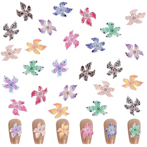 Blume Nagel Charms, 100 Stück 3D Hibiscus Nägel Zubehör Flower Nageldesign Glitzersteine Luminous Nagelkunst Strasssteine Nagel Edelsteine für Mädchen Frauen DIY Basteldekoration (mix colors) von Symphonyw