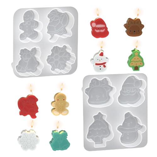 Gießformen Kerzenform Weihnachten, 2 Stück 4 Cavities Seifenform Silikonform, 3D Weihnachten Kerzenformen zum Gieße für Weihnachtsdeko, Duftkerzen, Ornamente, Geschenke Gießformen Kerzenform Weihnachten, 2 Stück 4 Cavities Seifenform Silikonform, 3D Weihnachten Kerzenformen zum Gieße für Weihnachtsdeko, Duftkerzen, Ornamente, Geschenke von Symphonyw