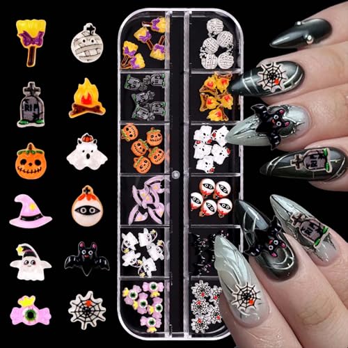Halloween Nagel Charms, 1 Box Kürbis Geist Nageldesign Zübehör, 3D Nägel Edelsteine Deko für Nail Art Design DIY Schmuckherstellung (Stil B) von Symphonyw
