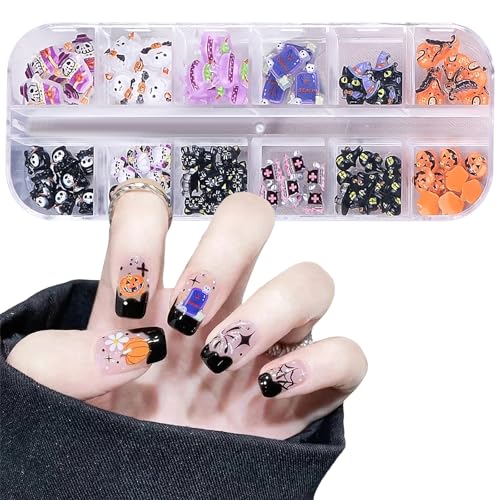 Halloween Nagel Charms, 1 Box Kürbis Geist Nageldesign Zübehör, 3D Nägel Edelsteine Deko für Nail Art Design DIY Schmuckherstellung (Stil C) von Symphonyw
