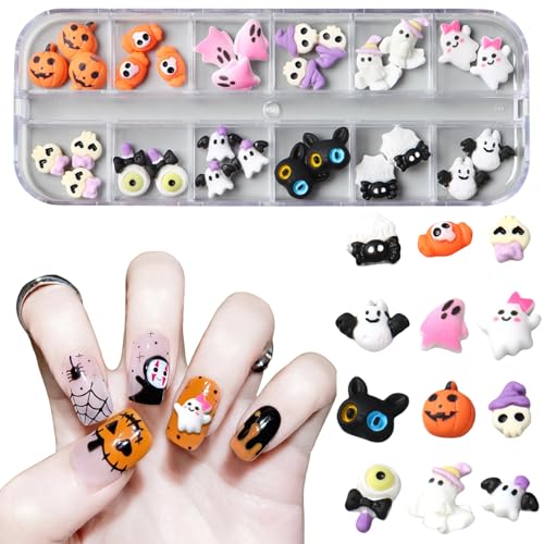 Halloween Nagel Charms, 1 Box Kürbis Geist Nageldesign Zübehör, 3D Nägel Edelsteine Deko für Nail Art Design DIY Schmuckherstellung Halloween Nagel Charms, 1 Box Kürbis Geist Nageldesign Zübehör, 3D Nägel Edelsteine Deko für Nail Art Design DIY Schmuckherstellung von Symphonyw