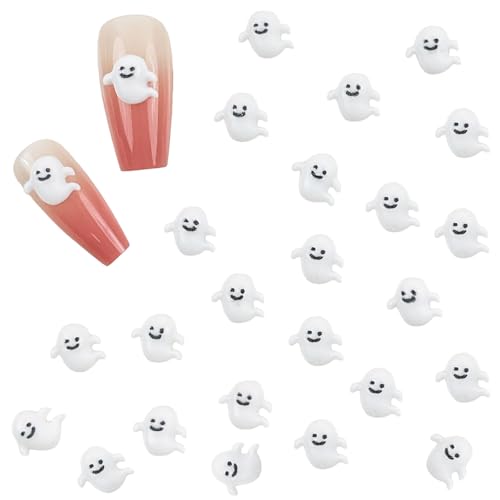 Halloween Nagel Charms, 200 Stück Süße Geister Nageldekorationen aus Harz, Halloween Nagelkunst Schmuck Steine für Frauen und Mädchen DIY-Maniküre-Zubehör von Symphonyw