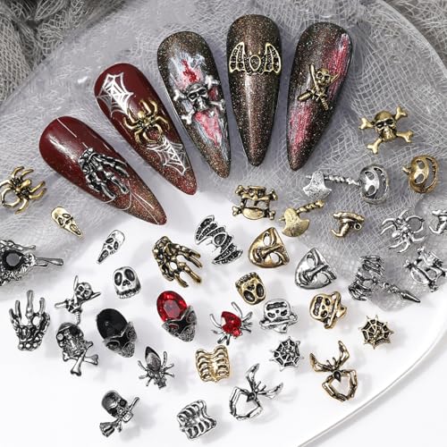 Halloween Nagelkunst Charms, 80 Stk Legierung Schädel Spinne Fledermaus Kürbis Totenkopf Nagel Edelsteine Schmuck for Frauen Strasssteine Nägel Design Zubehör Halloween Nagelkunst Charms, 80 Stk Legierung Schädel Spinne Fledermaus Kürbis Totenkopf Nagel Edelsteine Schmuck for Frauen Strasssteine Nägel Design Zubehör von Symphonyw