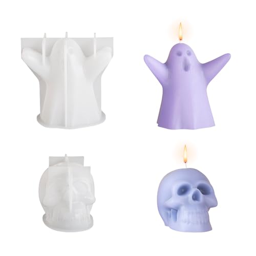 Halloween Totenkopf Ghost Kerzenform, 2 Stück Schädel Silikonform 3D Epoxidharz Formen für Dekoration,Seife Schokolade Bastelhause Home Deko Halloween Totenkopf Ghost Kerzenform, 2 Stück Schädel Silikonform 3D Epoxidharz Formen für Dekoration,Seife Schokolade Bastelhause Home Deko von Symphonyw