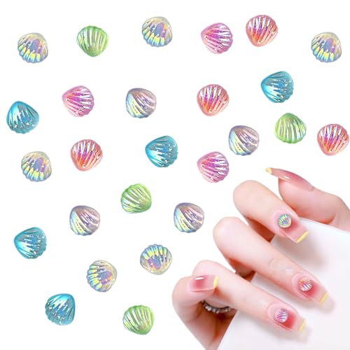 Harz Muschel Nagel Charms, 200 Pcs 3D Meerjungfrau Nagel Kunst Dekorationen, Ozean Thema Nagel Dekorations Designs für Frauen Mädchen DIY Maniküre Dekoration (200Stück Schale) von Symphonyw