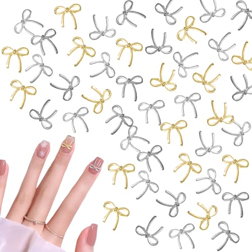 Luxus Nagel Charms, 90 Stück Legierung Schleifen Nagel Kunst Schleifen, Gold Silber Schmuck Strasssteine für DIY Nagel Dekorations (90 Stück Gold & Silber) Luxus Nagel Charms, 90 Stück Legierung Schleifen Nagel Kunst Schleifen, Gold Silber Schmuck Strasssteine für DIY Nagel Dekorations (90 Stück Gold & Silber) von Symphonyw