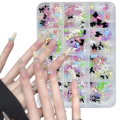 Schleifen Nagel Dekorations, 300 Stück Bogen Nagelanhänger Niedlicher Kunstharz Schleifen Nagelkunst Charms für Damen Mädchen DIY Nagel-Design Handwerk (MIX) von Symphonyw