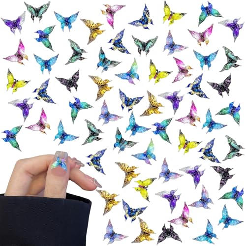 Schmetterlings-Nagel-Charms aus Acryl, 100 Stück Schmetterlinge in verschiedenen Farben, Nägelkunst Edelsteinschmuck, 3D-Schmetterlings Nagel Design Deko für Maniküre, DIY-Bastelzubehör (MIX-A) von Symphonyw