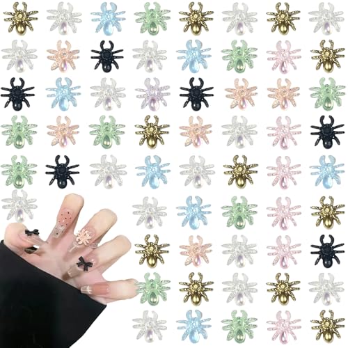Spinnen Nagel Dekorations, 100 Stück Edelsteine Nagel Zubehör, 3D Gothic Spinnen Nagelsteine für DIY Maniküre Kunst (Mix) von Symphonyw