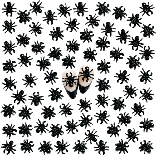 Spinnen Nagel Dekorations, 100 Stück Schwarz Edelsteine Nagel Zubehör, 3D Gothic Spinnen Nagelsteine für DIY Maniküre Kunst Spinnen Nagel Dekorations, 100 Stück Schwarz Edelsteine Nagel Zubehör, 3D Gothic Spinnen Nagelsteine für DIY Maniküre Kunst von Symphonyw