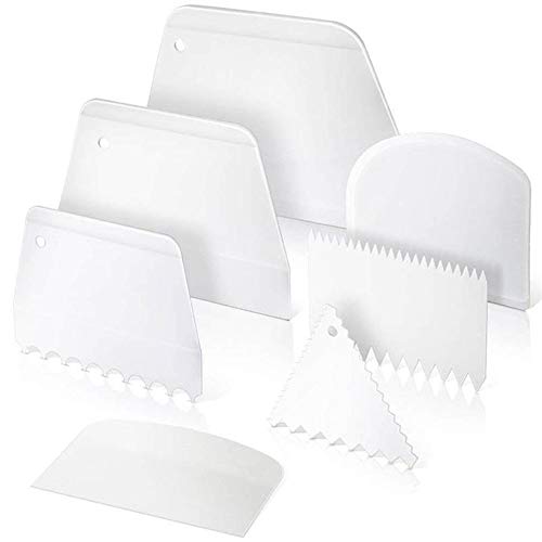 Tortenschaber, 7-teiliges Set, Kunststoff, Kuchen-Glätter, Creme-Pfannenwender, Kuchenkantenschaber Ausstechformen Glätter Werkzeug von Symphonyw