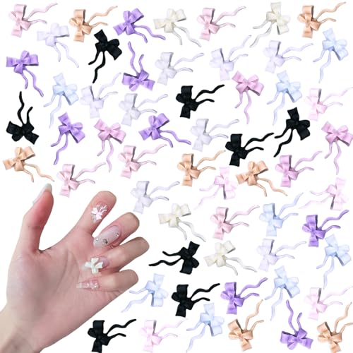 Weich Geschnitztes Schleifen Nagel Charms, 200 Stück Buntes Schleifen Nagelkunst Glitzersteine Edelsteine, 3D Bogen Strassstein für Nägelkunst Handwerk Und Dekoration (B) von Symphonyw