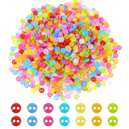 1000 Stück KnöPfe Bunt, Mini KnöPfe zum Basteln 6mm Mischfarbe KnöPfe zum AnnäHen Kleine Rund Knöpfe für DIY Handwerk Scrapbooking und Dekorieren von SynHHergyx