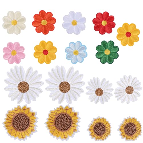 17 Stück Blumenaufnäher, Gänseblümchen, Sonnenblume, zum Aufbügeln, bestickte Applikationen, zum Aufnähen, für selbstgemachte Kleidung, Rucksäcke, Hüte, Jeans, Jacken 17 Stück Blumenaufnäher, Gänseblümchen, Sonnenblume, zum Aufbügeln, bestickte Applikationen, zum Aufnähen, für selbstgemachte Kleidung, Rucksäcke, Hüte, Jeans, Jacken von SynHHergyx
