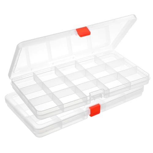 2 Stück Sortierboxen für Kleinteile, Klarem Kunststoff Kleinteile Organizer Aufbewahrungsbox mit Fächern Transparente Organizer Box für Schmuck, Perlen, Ringe, Ohrringe, Schrauben, Kunsthandwerk von SynHHergyx