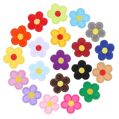 20 Stück Blumen Aufnäher, Patches Zum Aufbügeln, Flicken Zum Aufbügeln Kinder, Stoffblumen Zum Aufnähen, Aufnäher Blumen Bügelbilder, Bügelaufkleber Für Kleidung Jeans Jacken Rucksäcke von SynHHergyx