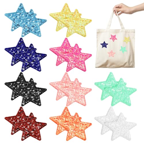 20 Stück Pailletten-Stern-Aufnäher zum Aufbügeln mit Sternen, 6 cm, glänzende Sterne, Stickerei, bestickter Sternaufnäher, Großpackung Applikationen für Kleidung, Hüte, DIY, Jeans, Jacken, Rucksäcke 20 Stück Pailletten-Stern-Aufnäher zum Aufbügeln mit Sternen, 6 cm, glänzende Sterne, Stickerei, bestickter Sternaufnäher, Großpackung Applikationen für Kleidung, Hüte, DIY, Jeans, Jacken, Rucksäcke von SynHHergyx