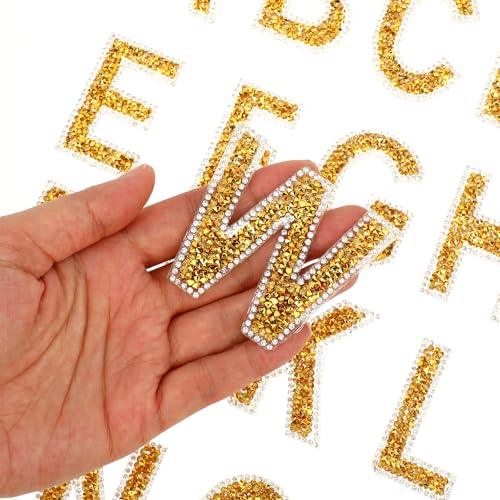 26 Stück Strass-Aufnäher zum Aufbügeln, A-Z, Strasssteine, Glitzer-Harz, Buchstaben-Applikation für Kleidung, DIY Handwerk von SynHHergyx