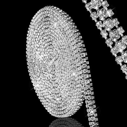 3 Reihen Strassband, Strassstreifen Dekoration 1 Rolle Strassband zum Aufnähen Kristall Strass Kette für DIY Schmuck, Nähen Handwerk, Hochzeits Party Dekoration Silber Boden Weiße Strass 3 Reihen Strassband, Strassstreifen Dekoration 1 Rolle Strassband zum Aufnähen Kristall Strass Kette für DIY Schmuck, Nähen Handwerk, Hochzeits Party Dekoration Silber Boden Weiße Strass von SynHHergyx