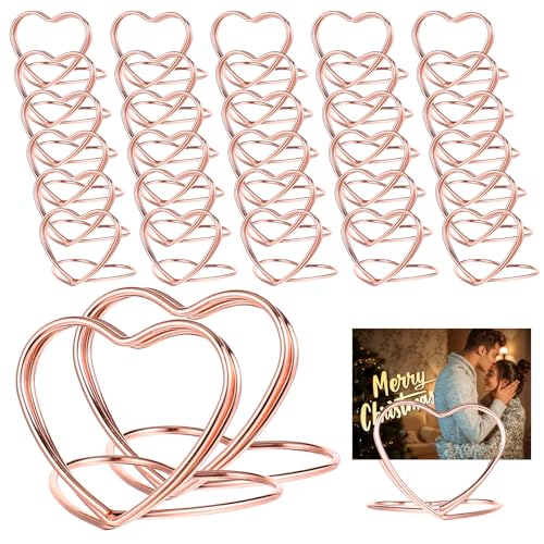 32 PCS Metall Tischkartenhalter, Kartenhalter Tisch in Herzform Roségold Fotohalter Menükartenhalter Tischnummernhalter Hochzeit Kartenhalter, Fotoständer Kartenhalters Hochzeit für Hochzeiten Partys von SynHHergyx