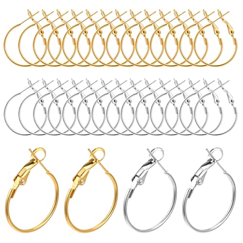 32 Stück Kreolen, Legierung, runde Ohrring-Creolen für Schmuckherstellung, offene Perlen, Ohrringe, Zubehör, Gold, Silber, DIY, Handwerk, Kunstzubehör, 20 mm 32 Stück Kreolen, Legierung, runde Ohrring-Creolen für Schmuckherstellung, offene Perlen, Ohrringe, Zubehör, Gold, Silber, DIY, Handwerk, Kunstzubehör, 20 mm von SynHHergyx