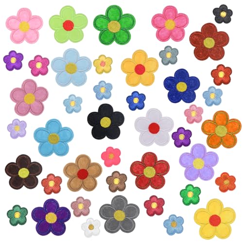 42 Stück Blumen zum AufbüGeln, Bunte Blumen Patches Zum AufbüGeln Niedliche Florale Flicken zum Aufbügeln für Kleidung Hut Jeans Rucksäcke Jacken DIY-Bastelarbeiten (2 Größen) von SynHHergyx