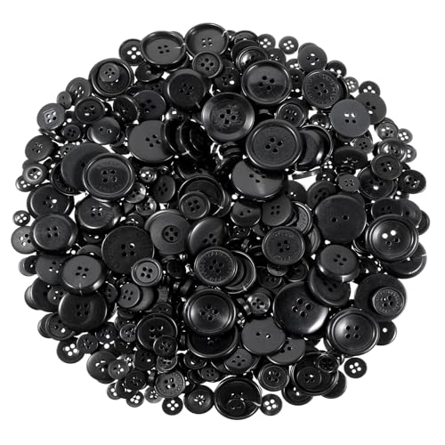450–550 Stück schwarze Kunststoffknöpfe, rund, gemischte Knöpfe, verschiedene Stile, verschiedene Größen, Knöpfe für Kleidung, Hosen, DIY, Nähen und Urlaubsdekoration von SynHHergyx