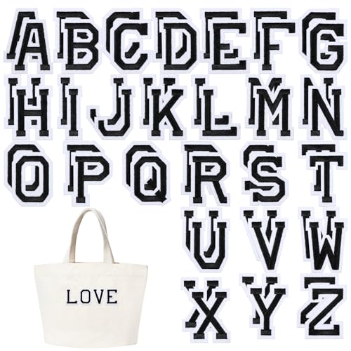 52 Stück Buchstaben zum Aufbügeln, Buchstaben Aufbügeln Alphabet A-Z Bügelbuchstaben für Textilien Aufbügel Patches mit aufgebügeltem Kleber für Jacken, Mäntel, Hemden, Hüte, Taschen, Jeans (Schwarz) 52 Stück Buchstaben zum Aufbügeln, Buchstaben Aufbügeln Alphabet A-Z Bügelbuchstaben für Textilien Aufbügel Patches mit aufgebügeltem Kleber für Jacken, Mäntel, Hemden, Hüte, Taschen, Jeans (Schwarz) von SynHHergyx