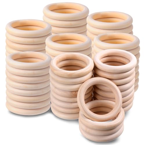 80 Stück 7,6 cm Holzringe zum Basteln, unlackierte Makramee-Holzringe, glatte Holzringe, Massivholz, Kreise für Schmuckherstellung, DIY, Basteln, Makramee-Dekor von SynHHergyx