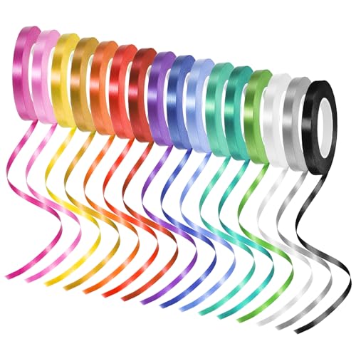 Ballonband, 32 Rollen, 16 Farben, Ringelbänder zum Verpacken von Geschenken, 0,3 cm dünnes, sortiertes Geschenkband für Floristen, Hochzeit, Geburtstag, Abschlussfeier, Festival, Party-Dekoration (9,7 Ballonband, 32 Rollen, 16 Farben, Ringelbänder zum Verpacken von Geschenken, 0,3 cm dünnes, sortiertes Geschenkband für Floristen, Hochzeit, Geburtstag, Abschlussfeier, Festival, Party-Dekoration (9,7 von SynHHergyx