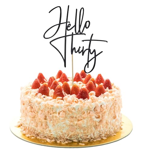 30 Geburtstag Cake Topper,Cake Topper 30 Geburtstag Schwarzer Glitzer Hello Thirty Party-Dekoration Zum Geburtstags JubiläUm für Frau Mann von SynHHergyx