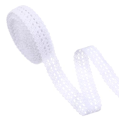 Spitzenband, 2,5 cm breit, 9,1 m, weiß, Vintage-Baumwoll-Spitzenbesatz, dekorativer gehäkelter Nähstoff, für Bastelarbeiten, Geschenkverpackungen, Scrapbooking, Hochzeit, Heimdekoration Spitzenband, 2,5 cm breit, 9,1 m, weiß, Vintage-Baumwoll-Spitzenbesatz, dekorativer gehäkelter Nähstoff, für Bastelarbeiten, Geschenkverpackungen, Scrapbooking, Hochzeit, Heimdekoration von SynHHergyx