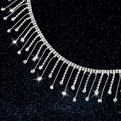 Strass-Fransenbesatz, 2 m, Strass-Quaste, Kette zum Basteln, Nähen, unregelmäßiger Diamantkristall, schneidbar, silberfarbene Fransen zum Nähen, Schmuck, Basteln, Hochzeit, Party Strass-Fransenbesatz, 2 m, Strass-Quaste, Kette zum Basteln, Nähen, unregelmäßiger Diamantkristall, schneidbar, silberfarbene Fransen zum Nähen, Schmuck, Basteln, Hochzeit, Party von SynHHergyx